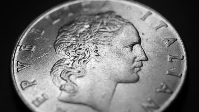 Close up of a detailed old coinso;iu