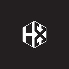 HX Logo monogram hexagon with black background negative space style
