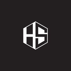 HS Logo monogram hexagon with black background negative space style