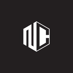 NC Logo monogram hexagon with black background negative space style