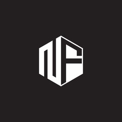 NF Logo monogram hexagon with black background negative space style