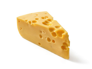 Sliced piece of Maasdam cheese