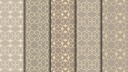 Oriental patterns set, traditional Arabic carpet design
