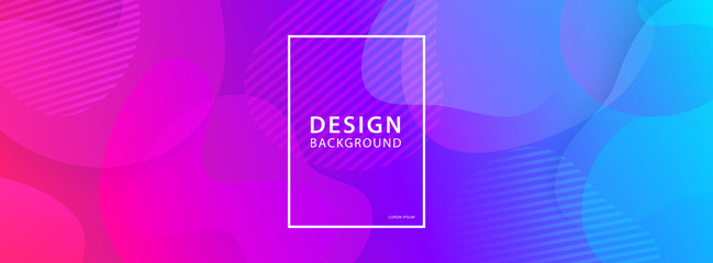 Fluid shape banner design background. Liquid geometric gradient template.