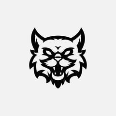 Wild cat logo gaming esport in black and white © Wisma Kreatif