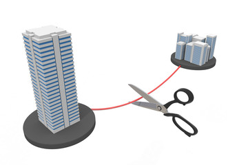 Cut a subsidiary Contract cancellation 3D illustration