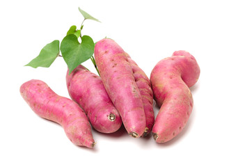 sweet potatoes on the white background