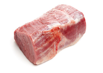huge red meat chunk isolated over white background 