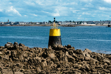 Fototapeta na wymiar View of the bay of the Island of Batz and Roscoff a sunny day of summer.