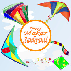 Vector illustration of Happy Makar Sankrant festival of India .