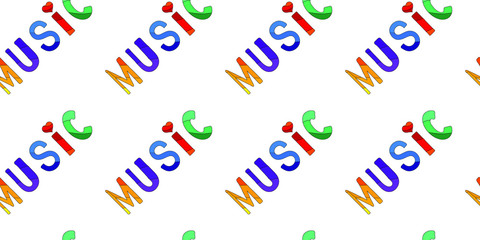 Music. Funny cartoon colored seamless pattern.