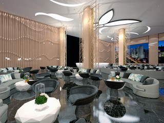 3d render of luxury hotel lobby