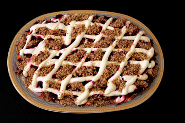 Herring under a fur coat. Russian national cuisine. Traditional Russian Christmas New Year salad with beetroot and herring shuba