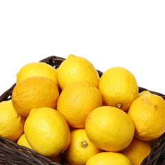 Ripe lemons on white background