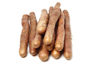 Chinese yam on white background 