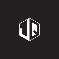 JQ Logo monogram hexagon with black background negative space style