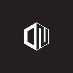 DN Logo monogram hexagon with black background negative space style