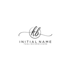 KB Initial handwriting logo with circle template vector.