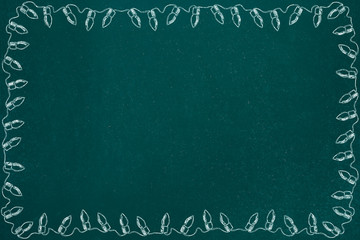 Christmas lights bulbs. Chalkboard Sketch Background