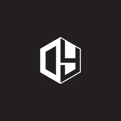 DY Logo monogram hexagon with black background negative space style