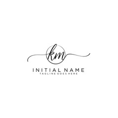 KM Initial handwriting logo with circle template vector.
