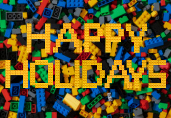 Happy Holidays Bricks Toys Background