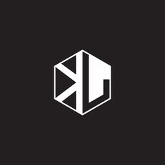 KL Logo monogram hexagon with black background negative space style