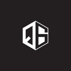 QG Logo monogram hexagon with black background negative space style