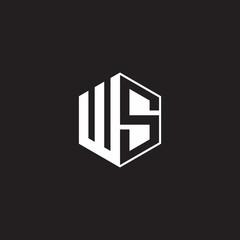 WS Logo monogram hexagon with black background negative space style