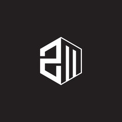 ZM Logo monogram hexagon with black background negative space style