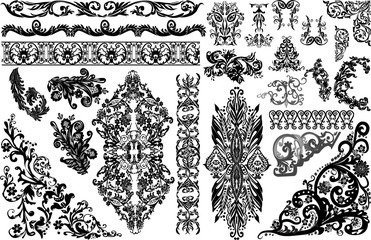set of twenty four abstract decorated elements on white