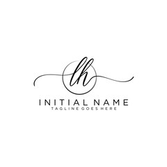 LH Initial handwriting logo with circle template vector.