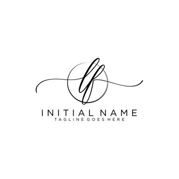 LF Initial handwriting logo with circle template vector.