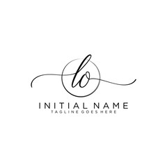 LO Initial handwriting logo with circle template vector.