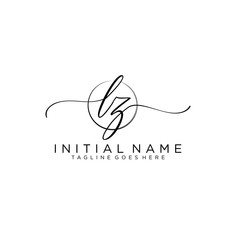 LZ Initial handwriting logo with circle template vector.