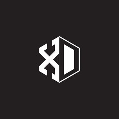 XD Logo monogram hexagon with black background negative space style