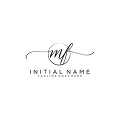 MF Initial handwriting logo with circle template vector.