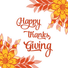 Banner of thanksgiving, with elegant autumn flower frame. Vector