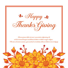 Banner of thanksgiving, with elegant autumn flower frame. Vector