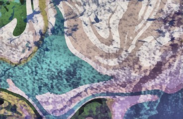 Colorful grunge abstract background with liquid effect. Swirl wave and scratched vintage elements.