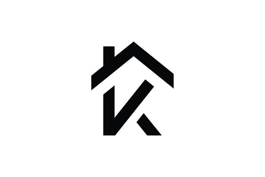 Letter K VK KV in vector for Real Estate , Property and Construction Logo design for business corporate sign. Minimal logo design template on white background.