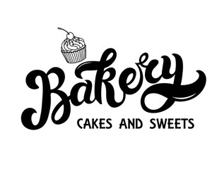 Bakery. Hand drawn lettering and illustration. Vector illustration