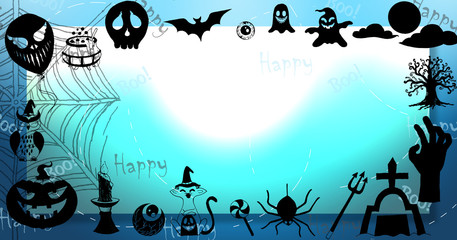 Beautiful halloween background for your work template about halloween day on blue background.