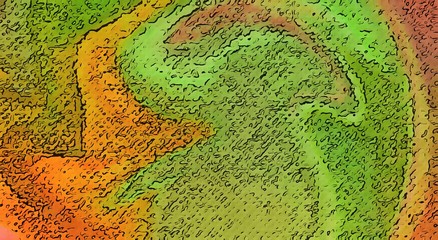 Psychedelic swirl flow acrylic painting background. Crazy juicy colors and marbled art effect. 
