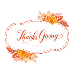 Ornate of autumn leaf flower frame, for thanksgiving hand drawn. Vector