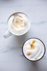 Coffee latte macchiato with vegan coconut milk