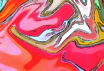 Psychedelic swirl flow acrylic painting background. Crazy juicy colors and marbled art effect. 