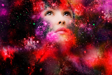 Artistic portrait of a woman and space