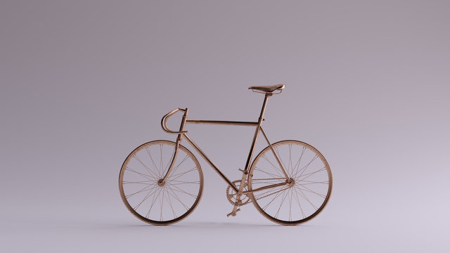 Bronze Fixed Gear Racing Bike Left View 3d illustration 3d render