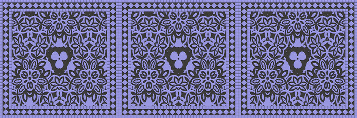 Tile glaze mosaic seamless- 3d illustration decor wall. Granite art- invitation template